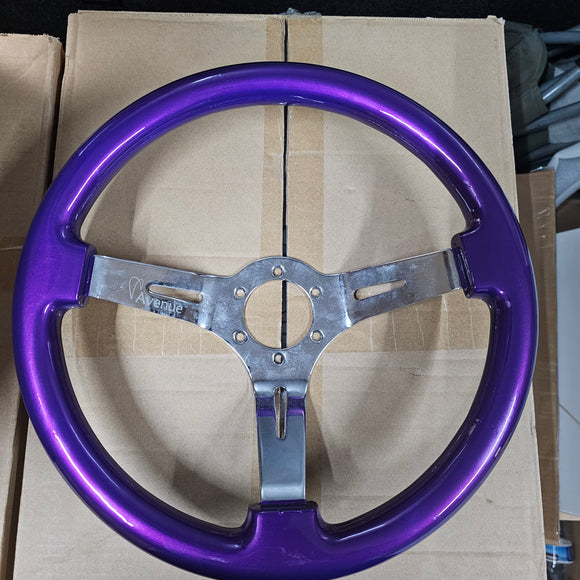 AVENUE ELECTRIC PURPLE /CHROME SPOKE AS-IS STEERING WHEEL