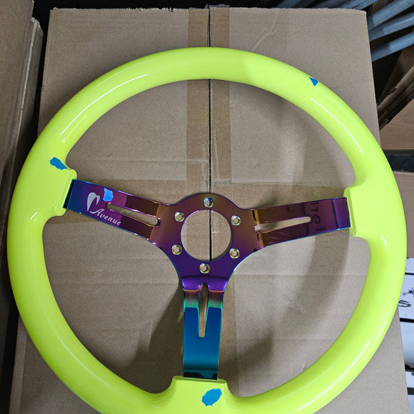 AVENUE HIGHLIGHTER YELLOW/ NEOCHROME SPOKES AS-IS STEERING WHEEL