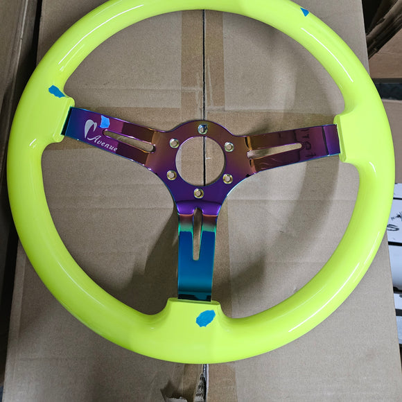 AVENUE HIGHLIGHTER YELLOW/ NEOCHROME SPOKES AS-IS STEERING WHEEL