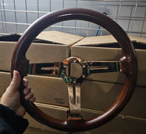 AVENUE WOODGRAIN W/ BRONZE SPOKE AS-IS STEERING WHEEL