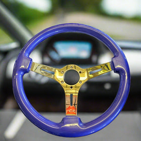 AVENUE PLUM CRAZY PURPLE/ GOLD SPOKES AS-IS STEERING WHEEL (1 OF 3)