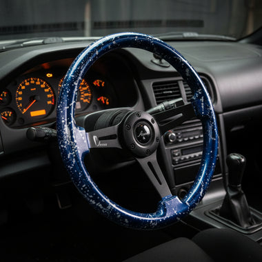 AVENUE DAYTONA BLUE BASE/ WHITE SPLATTER/ BLACK SPOKES STEERING WHEEL (LIMITED EDITION)