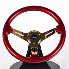 AVENUE CANDY APPLE RED/ GOLD SPOKES STEERING WHEEL (Limited Edition)