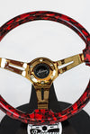 AVENUE RED SKULLS/ GOLD SPOKES HYDRO DIPPED STEERING WHEEL