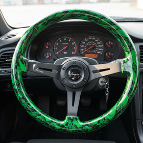 AVENUE GREEN SKULLS/ BLACK SPOKES HYDRO DIPPED STEERING WHEEL