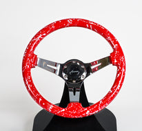 AVENUE RED/ CHROME SPLATTER/ CHROME SPOKES STEERING WHEEL (ONE-OFF)