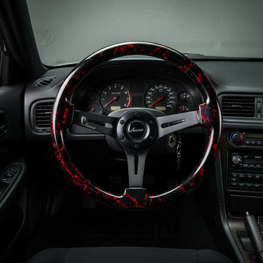 AVENUE BLACK BASE/ RED SPLATTER/ BLACK SPOKES STEERING WHEEL (LIMITED EDITION) - Avenue Performance