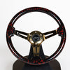 AVENUE BLACK BASE/ RED SPLATTER/ GOLD SPOKES STEERING WHEEL (ONE - OFF) - Avenue Performance