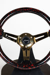 AVENUE BLACK BASE/ RED SPLATTER/ GOLD SPOKES STEERING WHEEL (ONE - OFF) - Avenue Performance