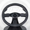 AVENUE BLACK LEATHER/ BLACK STITCH/ BLACK SPOKES FLAT LINE STEERING WHEEL 330MM - Avenue Performance