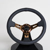 AVENUE BLACK LEATHER/ BLACK STITCH/ BRONZE SPOKES STEERING WHEEL - Avenue Performance