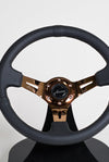 AVENUE BLACK LEATHER/ BLACK STITCH/ BRONZE SPOKES STEERING WHEEL - Avenue Performance