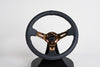 AVENUE BLACK LEATHER/ BLACK STITCH/ BRONZE SPOKES STEERING WHEEL - Avenue Performance