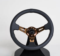 AVENUE BLACK LEATHER/ BLACK STITCH/ BRONZE SPOKES STEERING WHEEL - Avenue Performance
