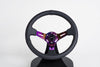 AVENUE BLACK LEATHER/ BLACK STITCH/ NEOCHROME SPOKES STEERING WHEEL - Avenue Performance