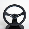 AVENUE BLACK LEATHER/ BLUE STITCH/ BLACK SPOKES STEERING WHEEL - Avenue Performance