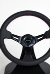 AVENUE BLACK LEATHER/ PURPLE STITCH/ BLACK SPOKES STEERING WHEEL - Avenue Performance