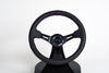 AVENUE BLACK LEATHER/ PURPLE STITCH/ BLACK SPOKES STEERING WHEEL - Avenue Performance