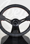 AVENUE BLACK LEATHER/ RED STITCH/ BLACK SPOKES STEERING WHEEL - Avenue Performance