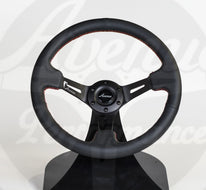 AVENUE BLACK LEATHER/ RED STITCH/ BLACK SPOKES STEERING WHEEL - Avenue Performance