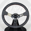 AVENUE BLACK LEATHER/ RED STITCH/ CHROME SPOKES STEERING WHEEL - Avenue Performance