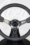 AVENUE BLACK LEATHER/ RED STITCH/ CHROME SPOKES STEERING WHEEL - Avenue Performance