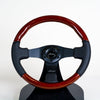 AVENUE BLACK LEATHER/ WOODGRAIN/ BLACK SPOKES FLAT LINE STEERING WHEEL - Avenue Performance