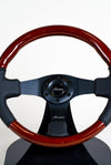 AVENUE BLACK LEATHER/ WOODGRAIN/ BLACK SPOKES FLAT LINE STEERING WHEEL - Avenue Performance