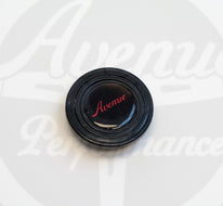 AVENUE BLACK LOGO HORN BUTTON W/ RED LETTERS - Avenue Performance