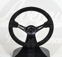 AVENUE BLACK SUEDE/ BLACK STITCHING/ BLACK SPOKES STEERING WHEEL - Avenue Performance
