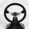 AVENUE BLACK SUEDE/ BLACK STITCHING/ CHROME SPOKES STEERING WHEEL - Avenue Performance