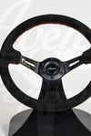 AVENUE BLACK SUEDE/ RED STITCHING/ BLACK SPOKES STEERING WHEEL - Avenue Performance