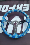 AVENUE BLUE PLAID BLACK SPOKES AS-IS STEERING WHEEL