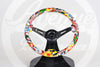 AVENUE STICKERBOMB/ BLACK SPOKES HYDRO DIPPED STEERING WHEEL