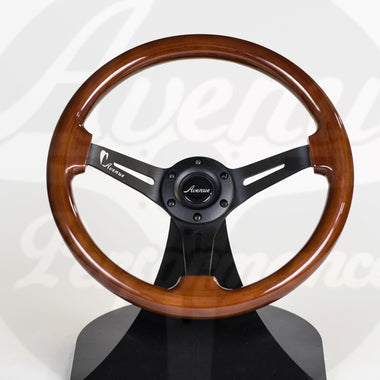 AVENUE WOODGRAIN W/ BLACK SPOKE STEERING WHEEL