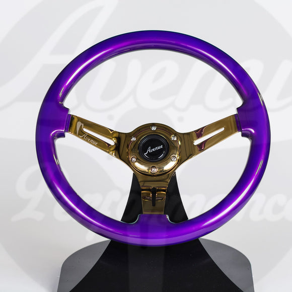 AVENUE ELECTRIC PURPLE W/ GOLD SPOKES  STEERING WHEEL
