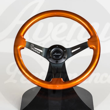 AVENUE BURNT ORANGE/ BLACK SPOKES STEERING WHEEL