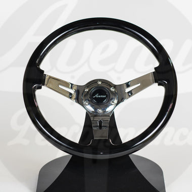 AVENUE RAVEN BLACK/ CHROME SPOKES STEERING WHEEL