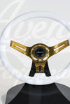 AVENUE COSMIC WHITE W/ GOLD SPOKES STEERING WHEEL