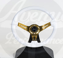 AVENUE COSMIC WHITE W/ GOLD SPOKES STEERING WHEEL