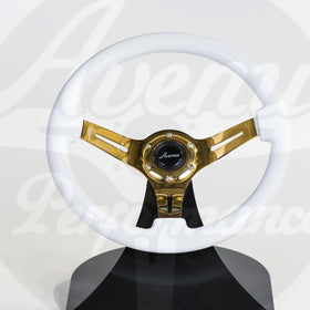 AVENUE COSMIC WHITE W/ GOLD SPOKES STEERING WHEEL