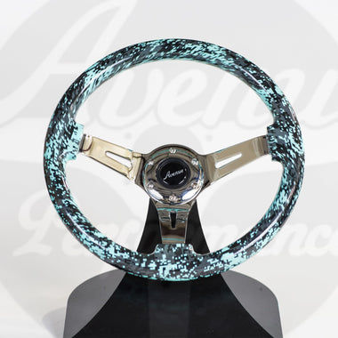 AVENUE MINTY DIGI CAMO/ CHROME SPOKES HYDRO DIPPED STEERING WHEEL