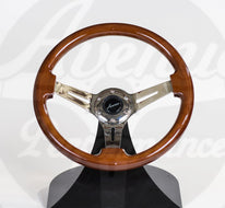 AVENUE WOODGRAIN W/ CHROME SPOKES STEERING WHEEL