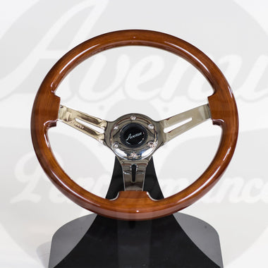 AVENUE WOODGRAIN W/ CHROME SPOKES STEERING WHEEL