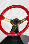 AVENUE CRIMSON RED/ GOLD SPOKES STEERING WHEEL