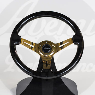 AVENUE RAVEN BLACK W/ GOLD SPOKES STEERING WHEEL