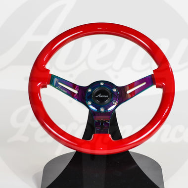 AVENUE CRIMSON RED/ NEOCHROME SPOKES STEERING WHEEL