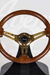 AVENUE WOODGRAIN W/ GOLD SPOKES STEERING WHEEL