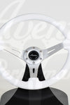 AVENUE COSMIC WHITE/ BRUSHED ALUMINUM SPOKES STEERING WHEEL