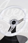 AVENUE COSMIC WHITE/ BRUSHED ALUMINUM SPOKES STEERING WHEEL